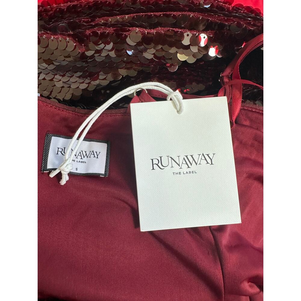 Runaway The Label Burgundy Sequin Midi Dress Revolve NWT Side Slit S US 4 - Picture 9 of 13